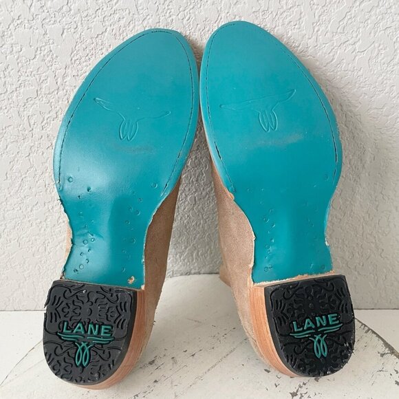 Lane Plain Jane Mule Womens 7.5 Latte Suede Cowboy Boots Western Slip On Short - Picture 8 of 11